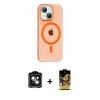 MARSİLYAN™- iPhone 14 Kılıf Pusula Form Özel Seri - Siyah Buffer Cam Ekran Koruyucu + PVD Metal Kamera Lens - YL