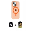 MARSİLYAN™- iPhone 14 Kılıf Pusula Form Özel Seri - Siyah Buffer Cam Ekran Koruyucu + PVD Metal Kamera Lens - GS