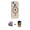 MARSİLYAN™- iPhone 14 Kılıf Pusula Form Özel Seri - Siyah Buffer Cam Ekran Koruyucu + Raze Metal Kamera Lens - SH