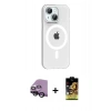 MARSİLYAN™- iPhone 14 Kılıf Pusula Form Özel Seri - Siyah Buffer Cam Ekran Koruyucu + Raze Metal Kamera Lens - SH