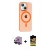 MARSİLYAN™- iPhone 14 Kılıf Pusula Form Özel Seri - Siyah Buffer Cam Ekran Koruyucu + Raze Metal Kamera Lens - SH