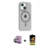 MARSİLYAN™- iPhone 14 Kılıf Pusula Form Özel Seri - Siyah Buffer Cam Ekran Koruyucu + Raze Metal Kamera Lens - MR