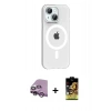 MARSİLYAN™- iPhone 14 Kılıf Pusula Form Özel Seri - Siyah Buffer Cam Ekran Koruyucu + Raze Metal Kamera Lens - MR
