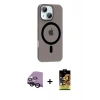MARSİLYAN™- iPhone 14 Kılıf Pusula Form Özel Seri - Siyah Buffer Cam Ekran Koruyucu + Raze Metal Kamera Lens - SH