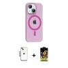 MARSİLYAN™- iPhone 14 Kılıf Pusula Form Özel Seri - Siyah Buffer Cam Ekran Koruyucu + Shine Kamera Lens - GI