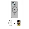MARSİLYAN™- iPhone 14 Kılıf Pusula Form Özel Seri - Siyah Buffer Cam Ekran Koruyucu + Shine Kamera Lens - GI