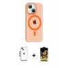 MARSİLYAN™- iPhone 14 Kılıf Pusula Form Özel Seri - Siyah Buffer Cam Ekran Koruyucu + Shine Kamera Lens - GI