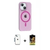 MARSİLYAN™- iPhone 14 Kılıf Pusula Form Özel Seri - Siyah Buffer Cam Ekran Koruyucu + Shine Kamera Lens - MI