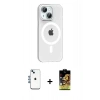 MARSİLYAN™- iPhone 14 Kılıf Pusula Form Özel Seri - Siyah Buffer Cam Ekran Koruyucu + Shine Kamera Lens - MI