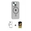 MARSİLYAN™- iPhone 14 Kılıf Pusula Form Özel Seri - Siyah Buffer Cam Ekran Koruyucu + Shine Kamera Lens - MI
