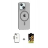 MARSİLYAN™- iPhone 14 Kılıf Pusula Form Özel Seri - Siyah Buffer Cam Ekran Koruyucu + Shine Kamera Lens - SH