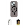 MARSİLYAN™- iPhone 14 Kılıf Pusula Form Özel Seri - Siyah Buffer Cam Ekran Koruyucu + Shine Kamera Lens - SH