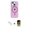 MARSİLYAN™- iPhone 14 Kılıf Pusula Form Özel Seri - Siyah Buffer Cam Ekran Koruyucu + Yeşil Diamond Kamera Lens