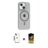 MARSİLYAN™- iPhone 14 Kılıf Pusula Form Özel Seri - Siyah Buffer Cam Ekran Koruyucu + Shine Kamera Lens - YL