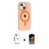MARSİLYAN™- iPhone 14 Kılıf Pusula Form Özel Seri - Siyah Buffer Hayalet Cam Ekran Koruyucu + Shine Kamera Lens - GD