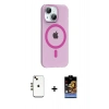 MARSİLYAN™- iPhone 14 Kılıf Pusula Form Özel Seri - Siyah Buffer Hayalet Cam Ekran Koruyucu + Shine Kamera Lens - GD