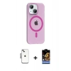 MARSİLYAN™- iPhone 14 Kılıf Pusula Form Özel Seri - Siyah Buffer Hayalet Cam Ekran Koruyucu + Shine Kamera Lens - GS