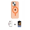 MARSİLYAN™- iPhone 14 Kılıf Pusula Form Özel Seri - Siyah Buffer Hayalet Cam Ekran Koruyucu + Shine Kamera Lens - KI
