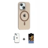 MARSİLYAN™- iPhone 14 Kılıf Pusula Form Özel Seri - Siyah Buffer Hayalet Cam Ekran Koruyucu + Shine Kamera Lens - MI