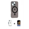 MARSİLYAN™- iPhone 14 Kılıf Pusula Form Özel Seri - Siyah Buffer Hayalet Cam Ekran Koruyucu + Shine Kamera Lens - MI