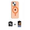 MARSİLYAN™- iPhone 14 Kılıf Pusula Form Özel Seri - Siyah Buffer Hayalet Cam Ekran Koruyucu + PVD Metal Kamera Lens - YL
