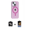 MARSİLYAN™- iPhone 14 Kılıf Pusula Form Özel Seri - Siyah Buffer Hayalet Cam Ekran Koruyucu + PVD Metal Kamera Lens - TU