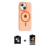 MARSİLYAN™- iPhone 14 Kılıf Pusula Form Özel Seri - Siyah Buffer Hayalet Cam Ekran Koruyucu + PVD Metal Kamera Lens - MI
