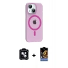 MARSİLYAN™- iPhone 14 Kılıf Pusula Form Özel Seri - Siyah Buffer Hayalet Cam Ekran Koruyucu + PVD Metal Kamera Lens - MI