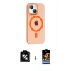 MARSİLYAN™- iPhone 14 Kılıf Pusula Form Özel Seri - Siyah Buffer Hayalet Cam Ekran Koruyucu + PVD Metal Kamera Lens - TU