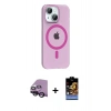 MARSİLYAN™- iPhone 14 Kılıf Pusula Form Özel Seri - Siyah Buffer Hayalet Cam Ekran Koruyucu + Raze Metal Kamera Lens - SH