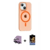 MARSİLYAN™- iPhone 14 Kılıf Pusula Form Özel Seri - Siyah Buffer Hayalet Cam Ekran Koruyucu + Raze Metal Kamera Lens - SH