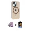 MARSİLYAN™- iPhone 14 Kılıf Pusula Form Özel Seri - Siyah Buffer Hayalet Cam Ekran Koruyucu + Raze Metal Kamera Lens - MR