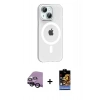 MARSİLYAN™- iPhone 14 Kılıf Pusula Form Özel Seri - Siyah Buffer Hayalet Cam Ekran Koruyucu + Raze Metal Kamera Lens - SH