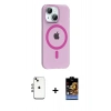 MARSİLYAN™- iPhone 14 Kılıf Pusula Form Özel Seri - Siyah Buffer Hayalet Cam Ekran Koruyucu + Shine Kamera Lens - GI