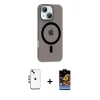 MARSİLYAN™- iPhone 14 Kılıf Pusula Form Özel Seri - Siyah Buffer Hayalet Cam Ekran Koruyucu + Shine Kamera Lens - GI