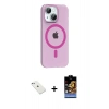 MARSİLYAN™- iPhone 14 Kılıf Pusula Form Özel Seri - Siyah Buffer Hayalet Cam Ekran Koruyucu + Diamond Kamera Lens - SABE