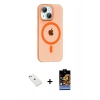 MARSİLYAN™- iPhone 14 Kılıf Pusula Form Özel Seri - Siyah Buffer Hayalet Cam Ekran Koruyucu + Diamond Kamera Lens - SABE