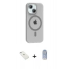 MARSİLYAN™- iPhone 14 Kılıf Pusula Form Özel Seri - Siyah Joko Magic 5D Cam + Diamond Kamera Lens - SABE