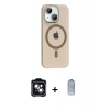 MARSİLYAN™- iPhone 14 Kılıf Pusula Form Özel Seri - Siyah Joko Magic 5D Cam + PVD Metal Kamera Lens - YL