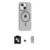 MARSİLYAN™- iPhone 14 Kılıf Pusula Form Özel Seri - Siyah Joko Magic 5D Cam + PVD Metal Kamera Lens - YL
