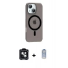 MARSİLYAN™- iPhone 14 Kılıf Pusula Form Özel Seri - Siyah Joko Magic 5D Cam + PVD Metal Kamera Lens - YL
