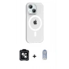 MARSİLYAN™- iPhone 14 Kılıf Pusula Form Özel Seri - Siyah Joko Magic 5D Cam + PVD Metal Kamera Lens - YL