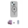 MARSİLYAN™- iPhone 14 Kılıf Pusula Form Özel Seri - Siyah Joko Magic 5D Cam + Raze Metal Kamera Lens - KI
