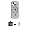 MARSİLYAN™- iPhone 14 Kılıf Pusula Form Özel Seri - Siyah Joko Magic 5D Cam + PVD Metal Kamera Lens - SH