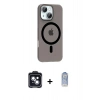 MARSİLYAN™- iPhone 14 Kılıf Pusula Form Özel Seri - Siyah Joko Magic 5D Cam + PVD Metal Kamera Lens - SH