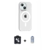 MARSİLYAN™- iPhone 14 Kılıf Pusula Form Özel Seri - Siyah Joko Magic 5D Cam + PVD Metal Kamera Lens - SH