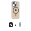 MARSİLYAN™- iPhone 14 Kılıf Pusula Form Özel Seri - Siyah Joko Magic 5D Cam + PVD Metal Kamera Lens - SH