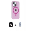 MARSİLYAN™- iPhone 14 Kılıf Pusula Form Özel Seri - Siyah Joko Magic 5D Cam + Turuncu PVD Metal Kamera Lens