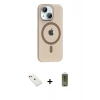 MARSİLYAN™- iPhone 14 Kılıf Pusula Form Özel Seri - Siyah Joko Magic 5D Hayalet Cam + Diamond Kamera Lens - KI