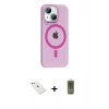 MARSİLYAN™- iPhone 14 Kılıf Pusula Form Özel Seri - Siyah Joko Magic 5D Hayalet Cam + Diamond Kamera Lens - PE